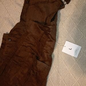 Brown Corduroy Boot Cut Overalls - Women's